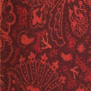 New with Tag ISAIA BROCADE WILD RED & Black w/Coral Logo 100% Silk